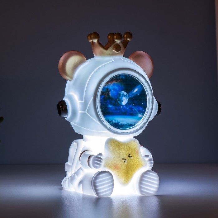 Ночник-увлажнитель Мишка со звездой LED USB белый 12х12х16,5 см RISALUX - фото 1884033090
