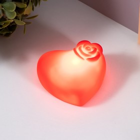 Ночник Сердце с цветочком LED красный 3,2х6х6,5 см Ош