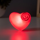 Фигурка светящаяся RISALUX «Сердце с цветочком», LED-ночник, красный, 3.2×6×6.5 см - Фото 3