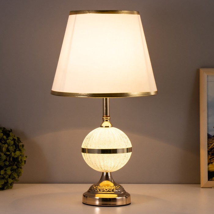 Настольная лампа "Элизабет" E27 40Вт бело-золотой 25х25х37 см RISALUX - фото 1907572097