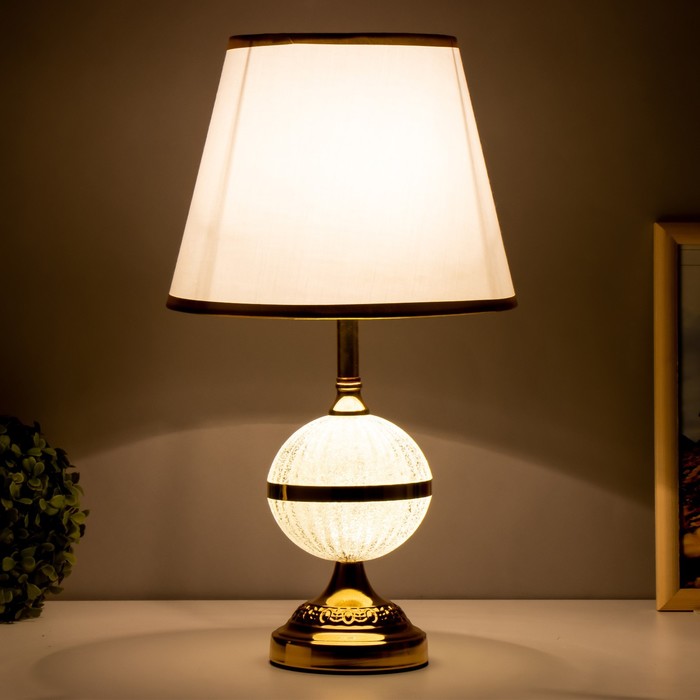 Настольная лампа "Элизабет" E27 40Вт бело-золотой 25х25х37 см RISALUX - фото 1907572098