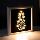 Световая картина-ночник "Ананас" LED USB от батареек 3хАА белый 24,5х24,5х3,5 см RISALUX 7906930 - фото 16386099