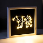 Световая картина-ночник "Медведь" LED USB от батареек 3хАА белый 24,5х24,5х3,5 см RISALUX 7906933 - фото 2791650