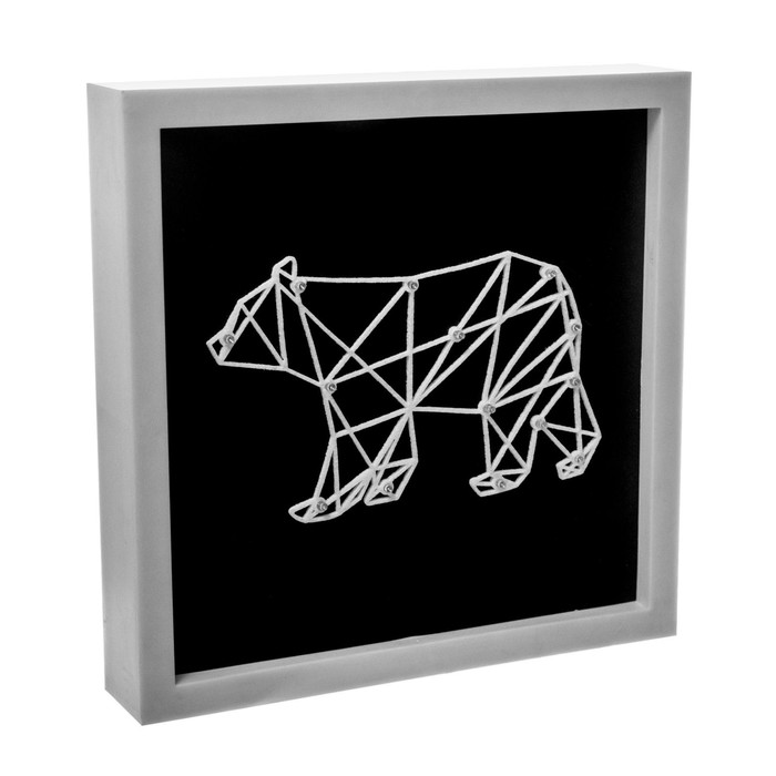 Световая картина-ночник "Медведь" LED USB от батареек 3хАА белый 24,5х24,5х3,5 см RISALUX - фото 1889933494