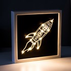 Световая картина-ночник "Ракета" LED USB от батареек 3хАА белый 24,5х24,5х3,5 см RISALUX - фото 8690367