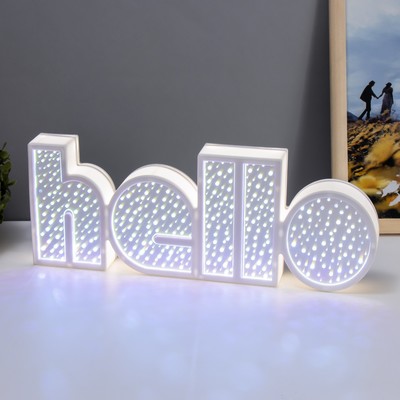 Фигурка световая RISALUX «Хеллоу», LED-ночник, USB, от батареек 3×АА, белый, 36×13×4 см