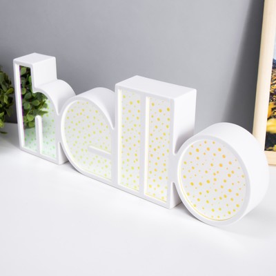 Фигурка световая RISALUX «Хеллоу», LED-ночник, USB, от батареек 3×АА, белый, 36×13×4 см
