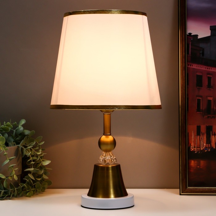 Настольная лампа "Матильда" Е27 40Вт бело-бронзовый 25х25х42 см RISALUX - фото 1906125453