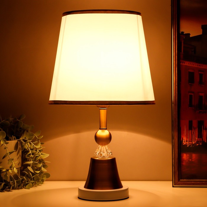 Настольная лампа "Матильда" Е27 40Вт бело-бронзовый 25х25х42 см RISALUX - фото 1906125454