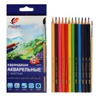 Карандаши цветные акварельные 12 цветов, «Луч. Классика», с кистью - Фото 1