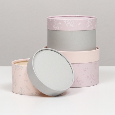 Набор подарочных коробок 3 в 1, завальцованные «Пастель», 16×10, 14×9, 13×8.5 см