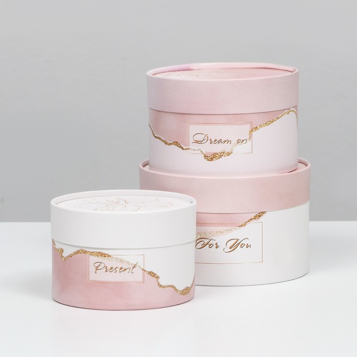 Набор шляпных коробок 3 в 1 «Акварель», завальцованная, 16×10, 14×9, 13×8.5 см - Фото 1