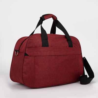 УЦЕНКА Сумка дорожная на молнии, наружный карман, длинный ремень, цвет бордовый