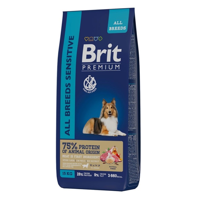 Сухой корм Brit Premium Dog Sensitive для собак всех пород, ягненок и индейка, 15 кг - Фото 1