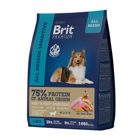 Сухой корм Brit Premium Dog Sensitive для собак всех пород, ягненок и индейка, 3 кг