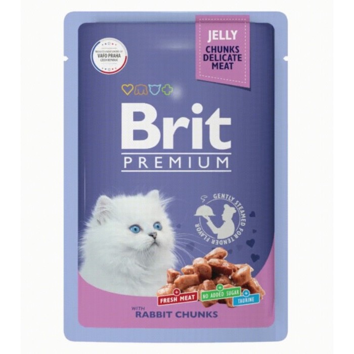 Влажный корм Brit Premium для котят, кролик в желе, пауч, 85 г - Фото 1