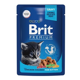 Влажный корм Brit Premium для котят, цыпленок в соусе, пауч, 85 г