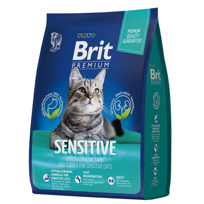 Сухой корм Brit Premium Cat Sensitive для кошек, ягненок и индейка, 400 г - Фото 1