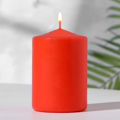 Свеча-цилиндр, 6×8.5 см, 180 г, 12 ч, красный