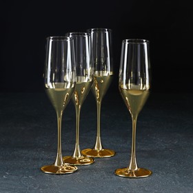 Набор стеклянных бокалов для шампанского «Электрическое золото», 160 мл, 4 шт