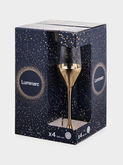 Бокалы для шампанского Luminarc «Электрическое золото», 160 мл, 4 шт., стекло, золотистые