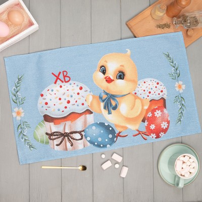 Полотенце «Доляна. Цыплёнок и куличи», 35×60 см, 100% хл, рогожка 164 г/м²