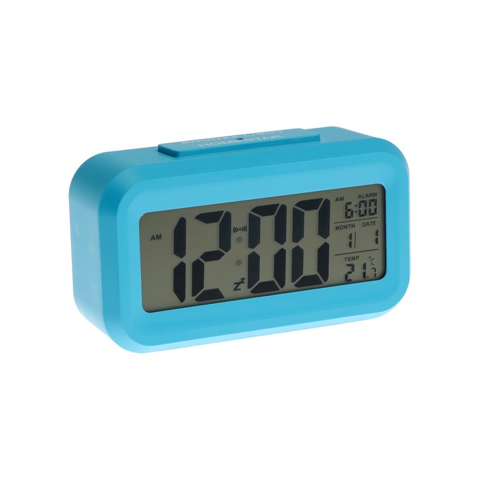 Часы HOMESTAR HS-0110, будильник, температура, подсветка, 3хААА, синие - Фото 1
