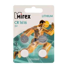 Батарейка литиевая Mirex, CR1616-4BL, 3В, блистер, 4 шт.