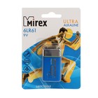 Батарейка алкалиновая Mirex, 6LR61-1BL, 9В, крона, блистер, 1 шт. - фото 3959484