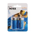 Батарейка алкалиновая Mirex, C, LR14-2BL, 1.5В, блистер, 2 шт. - фото 319150280