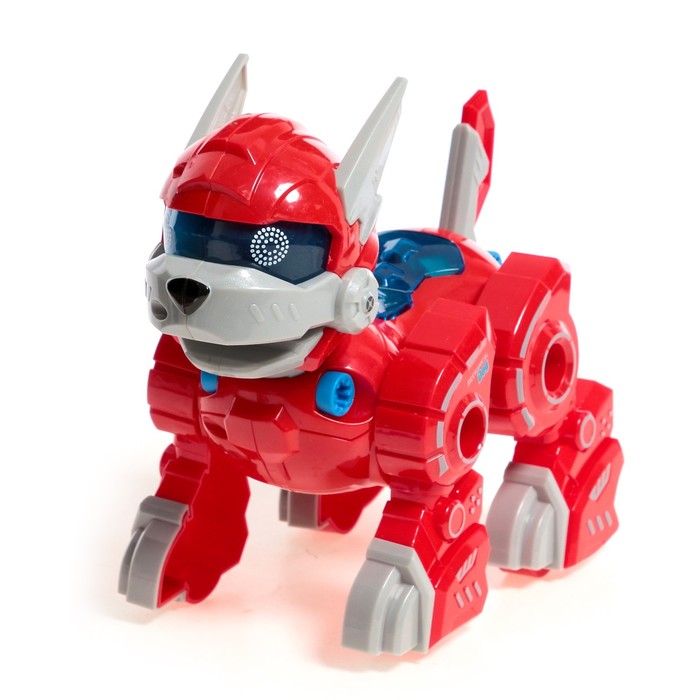 Робот собака «Роборекс» UNICON, винтовой конструктор, интерактивный: световые эффекты, 19 деталей, на батарейках, красный - фото 1906126060