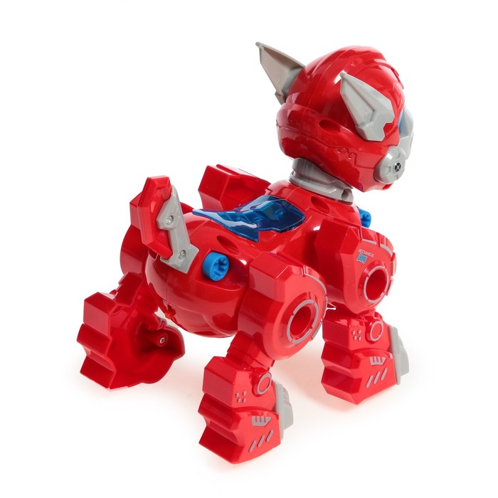 Робот собака «Роборекс» UNICON, винтовой конструктор, интерактивный: световые эффекты, 19 деталей, на батарейках, красный - фото 1884034551
