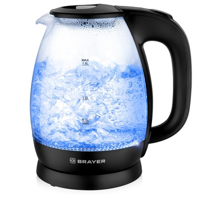 Чайник электрический BRAYER 1026BR, 2200 Вт, 1.8 л, высокопрочное стекло