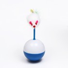 Мышь-неваляшка на шаре, 11×6 см, искусственный мех, синяя, белая - Фото 2