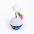 Мышь-неваляшка из натурального меха на шаре, 11 х 5 см синий/белый - Фото 4