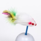 Мышь-неваляшка на шаре, 11×6 см, искусственный мех, синяя, белая - Фото 5