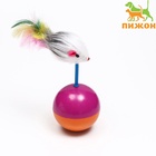 Мышь-неваляшка на шаре, 11×6 см, искусственный мех, фиолетовая, оранжевая - Фото 2