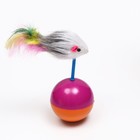 Мышь-неваляшка на шаре, 11×6 см, искусственный мех, фиолетовая, оранжевая - Фото 3