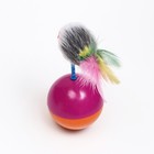 Мышь-неваляшка из натурального меха на шаре, 11 х 5 см фиолетовый/оранжевый - Фото 4