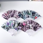 Веер пластик, текстиль "Цветочно-растительный мотив" МИКС 23 см (комплект 12 шт) - фото 23691291