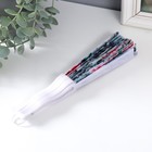 Веер пластик, текстиль "Цветочно-растительный мотив" МИКС 23 см (комплект 12 шт) - фото 23691294