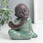 Сувенир керамика "Маленький Будда - воздушный поцелуй" голубая глазурь 8х8,5 см - фото 3827126