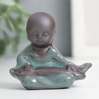 Сувенир керамика "Маленький Будда с ситаром" голубая глазурь, кракелюр 6,5х6,2 см - фото 11627014