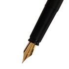 Ручка подарочная перьевая в кожзам футляре, корпус черный с золотом - фото 6746176