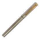 Ручка подарочная перьевая в кожзам футляре, корпус серебро с золотом - фото 6746186