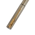 Ручка подарочная перьевая в кожзам футляре, корпус серебро с золотом - Фото 5