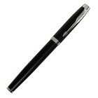 Ручка подарочная перьевая в кожзам футляре, корпус черный с серебром - фото 6746236