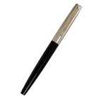 Ручка подарочная перьевая в кожзам футляре, корпус черный с серебром - фото 7797022