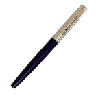 Ручка подарочная перьевая в кожзам футляре, корпус синий с серебром - Фото 2