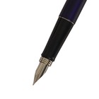 Ручка подарочная перьевая в кожзам футляре, корпус синий с серебром - Фото 4